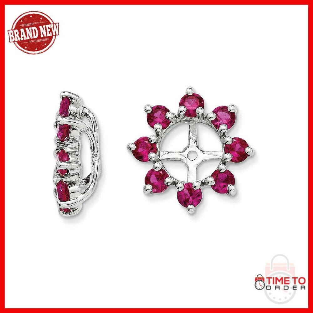 Sterling Silver Ruby Earring Jackets, 14mm Stud Enhancers